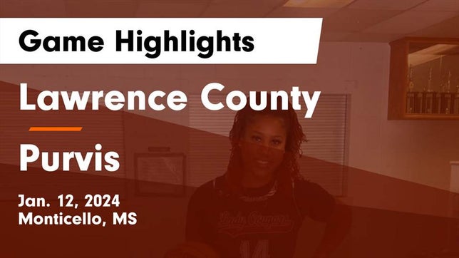Watch this highlight video of the Lawrence County (Monticello, MS) girls basketball team in its game Lawrence County  vs Purvis  Game Highlights - Jan. 12, 2024 on Jan 12, 2024