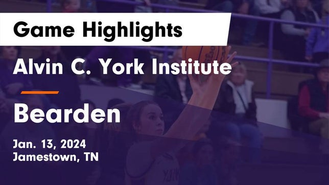 Watch this highlight video of the York Institute (Jamestown, TN) girls basketball team in its game Alvin C. York Institute vs Bearden  Game Highlights - Jan. 13, 2024 on Jan 13, 2024