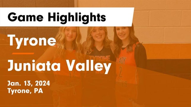 Watch this highlight video of the Tyrone (PA) girls basketball team in its game Tyrone  vs Juniata Valley  Game Highlights - Jan. 13, 2024 on Jan 13, 2024