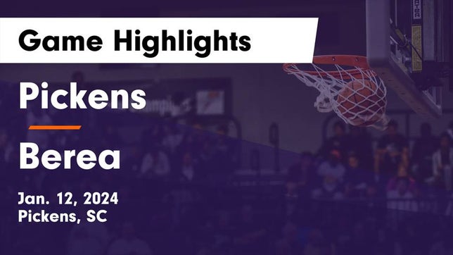 Watch this highlight video of the Pickens (SC) girls basketball team in its game Pickens  vs Berea  Game Highlights - Jan. 12, 2024 on Jan 12, 2024