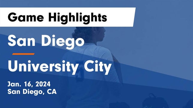 Watch this highlight video of the San Diego (CA) girls basketball team in its game San Diego  vs University City  Game Highlights - Jan. 16, 2024 on Jan 16, 2024