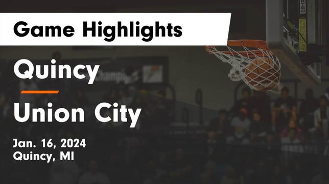 Watch this highlight video of the Quincy (MI) basketball team in its game Quincy  vs Union City  Game Highlights - Jan. 16, 2024 on Jan 16, 2024