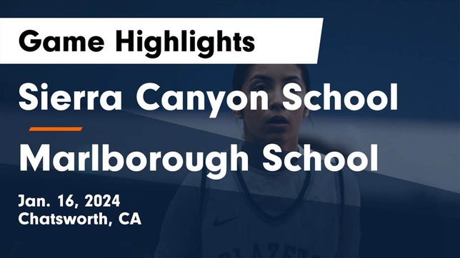 Watch this highlight video of the Sierra Canyon (Chatsworth, CA) girls basketball team in its game Sierra Canyon School vs Marlborough School Game Highlights - Jan. 16, 2024 on Jan 16, 2024