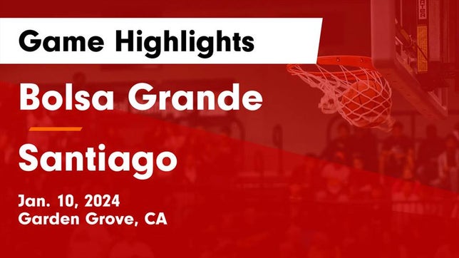 Watch this highlight video of the Bolsa Grande (Garden Grove, CA) girls basketball team in its game Bolsa Grande  vs Santiago  Game Highlights - Jan. 10, 2024 on Jan 10, 2024