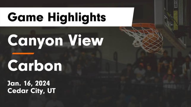 Watch this highlight video of the Canyon View (Cedar City, UT) girls basketball team in its game Canyon View  vs Carbon  Game Highlights - Jan. 16, 2024 on Jan 16, 2024