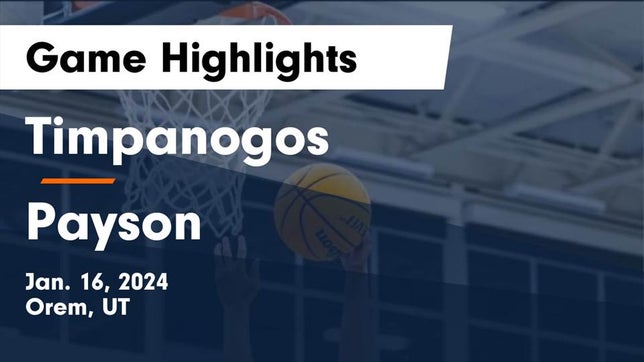 Watch this highlight video of the Timpanogos (Orem, UT) basketball team in its game Timpanogos  vs Payson  Game Highlights - Jan. 16, 2024 on Jan 16, 2024