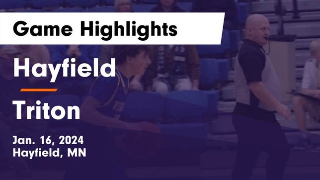 Watch this highlight video of the Hayfield (MN) basketball team in its game Hayfield  vs Triton  Game Highlights - Jan. 16, 2024 on Jan 16, 2024