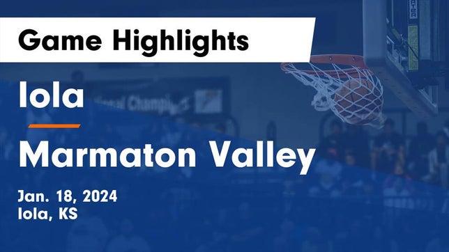 Watch this highlight video of the Iola (KS) basketball team in its game Iola  vs Marmaton Valley  Game Highlights - Jan. 18, 2024 on Jan 18, 2024
