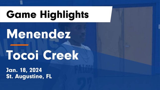 Watch this highlight video of the Menendez (St. Augustine, FL) basketball team in its game Menendez  vs Tocoi Creek  Game Highlights - Jan. 18, 2024 on Jan 18, 2024