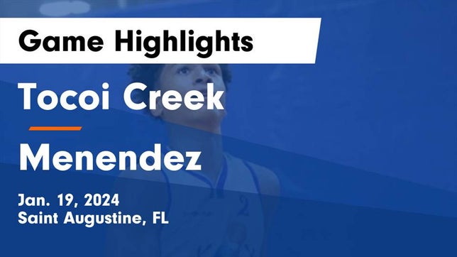 Watch this highlight video of the Tocoi Creek (St. Augustine, FL) basketball team in its game Tocoi Creek  vs Menendez  Game Highlights - Jan. 19, 2024 on Jan 18, 2024