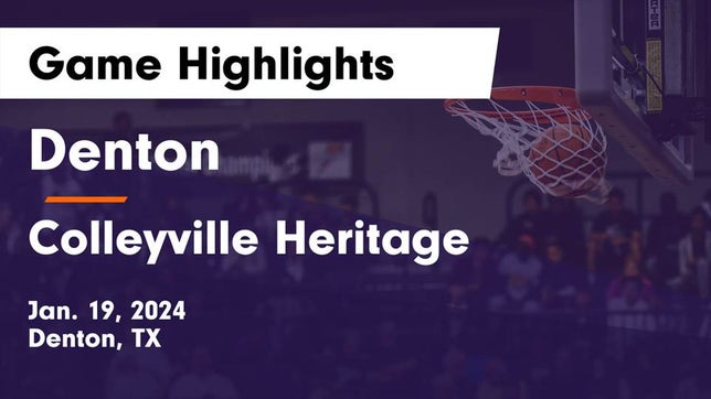 Watch this highlight video of the Denton (TX) girls basketball team in its game Denton  vs Colleyville Heritage  Game Highlights - Jan. 19, 2024 on Jan 19, 2024