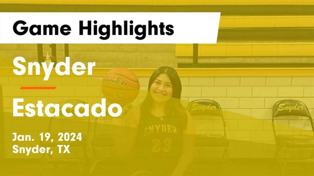Watch this highlight video of the Snyder (TX) girls basketball team in its game Snyder  vs Estacado  Game Highlights - Jan. 19, 2024 on Jan 19, 2024