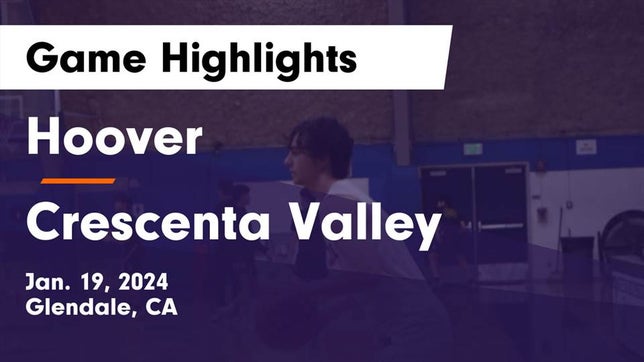 Watch this highlight video of the Hoover (Glendale, CA) basketball team in its game Hoover  vs Crescenta Valley  Game Highlights - Jan. 19, 2024 on Jan 19, 2024