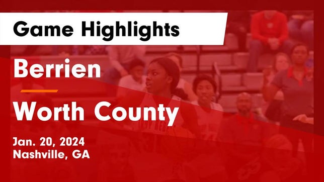 Watch this highlight video of the Berrien (Nashville, GA) girls basketball team in its game Berrien  vs Worth County  Game Highlights - Jan. 20, 2024 on Jan 19, 2024