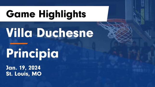 Watch this highlight video of the Villa Duchesne (St. Louis, MO) girls basketball team in its game Villa Duchesne  vs Principia  Game Highlights - Jan. 19, 2024 on Jan 19, 2024
