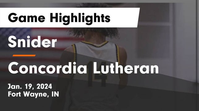 Watch this highlight video of the Fort Wayne Snider (Fort Wayne, IN) basketball team in its game Snider  vs Concordia Lutheran  Game Highlights - Jan. 19, 2024 on Jan 19, 2024