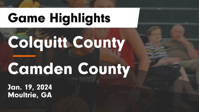 Watch this highlight video of the Colquitt County (Norman Park, GA) girls basketball team in its game Colquitt County  vs Camden County  Game Highlights - Jan. 19, 2024 on Jan 19, 2024