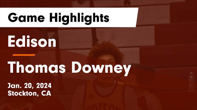 Watch this highlight video of the Edison (Stockton, CA) basketball team in its game Edison  vs Thomas Downey  Game Highlights - Jan. 20, 2024 on Jan 20, 2024