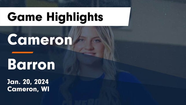 Watch this highlight video of the Cameron (WI) girls basketball team in its game Cameron  vs Barron  Game Highlights - Jan. 20, 2024 on Jan 20, 2024