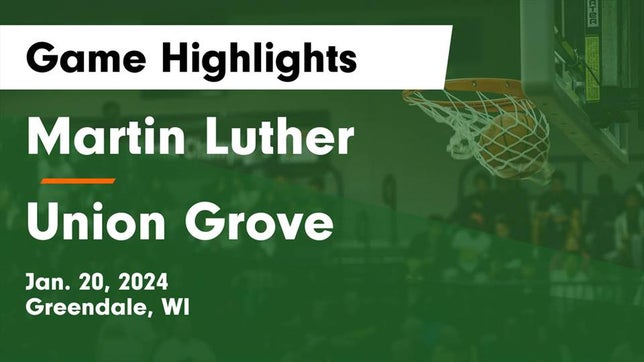 Watch this highlight video of the Martin Luther (Greendale, WI) girls basketball team in its game Martin Luther  vs Union Grove  Game Highlights - Jan. 20, 2024 on Jan 20, 2024