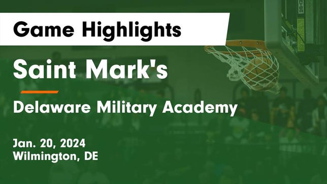 Watch this highlight video of the St. Mark's (Wilmington, DE) girls basketball team in its game Saint Mark's  vs Delaware Military Academy  Game Highlights - Jan. 20, 2024 on Jan 20, 2024