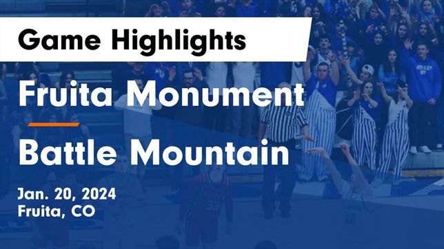 Watch this highlight video of the Fruita Monument (Fruita, CO) basketball team in its game Fruita Monument  vs Battle Mountain  Game Highlights - Jan. 20, 2024 on Jan 20, 2024