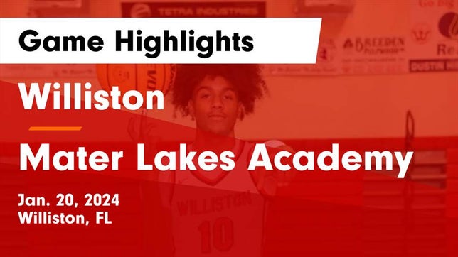 Watch this highlight video of the Williston (FL) basketball team in its game Williston  vs Mater Lakes Academy Game Highlights - Jan. 20, 2024 on Jan 20, 2024