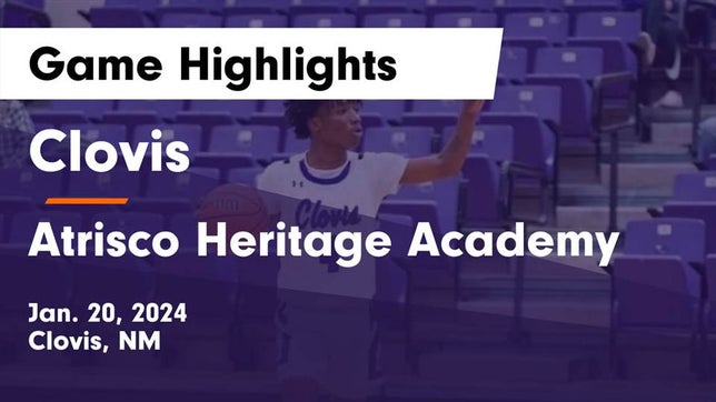 Watch this highlight video of the Clovis (NM) basketball team in its game Clovis  vs Atrisco Heritage Academy  Game Highlights - Jan. 20, 2024 on Jan 20, 2024