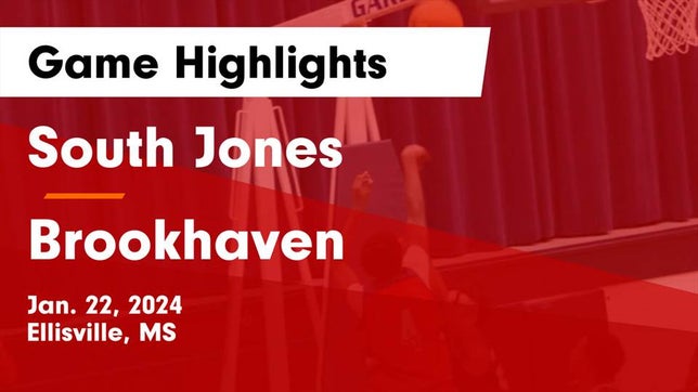 Watch this highlight video of the South Jones (Ellisville, MS) basketball team in its game South Jones  vs Brookhaven  Game Highlights - Jan. 22, 2024 on Jan 22, 2024
