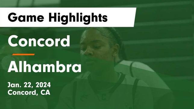 Watch this highlight video of the Concord (CA) girls basketball team in its game Concord  vs Alhambra  Game Highlights - Jan. 22, 2024 on Jan 22, 2024