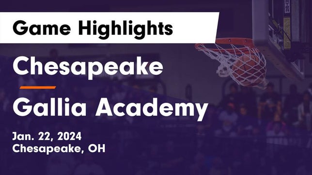 Watch this highlight video of the Chesapeake (OH) girls basketball team in its game Chesapeake  vs Gallia Academy Game Highlights - Jan. 22, 2024 on Jan 22, 2024
