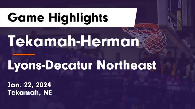 Watch this highlight video of the Tekamah-Herman (Tekamah, NE) girls basketball team in its game Tekamah-Herman  vs Lyons-Decatur Northeast Game Highlights - Jan. 22, 2024 on Jan 22, 2024