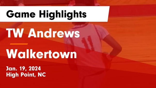 Watch this highlight video of the T.W. Andrews (High Point, NC) basketball team in its game TW Andrews  vs Walkertown  Game Highlights - Jan. 19, 2024 on Jan 19, 2024