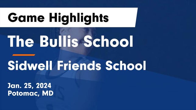 Watch this highlight video of the Bullis (Potomac, MD) girls basketball team in its game The Bullis School vs Sidwell Friends School Game Highlights - Jan. 25, 2024 on Jan 25, 2024