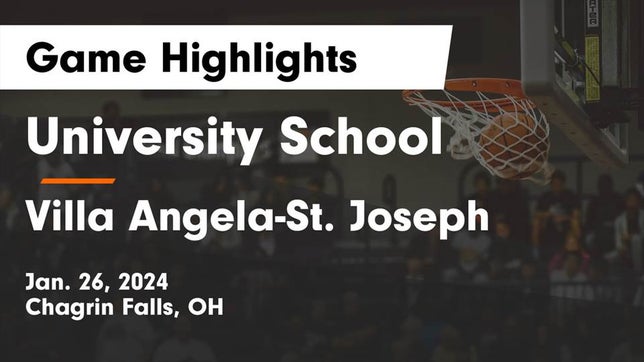 Watch this highlight video of the University School (Hunting Valley, OH) basketball team in its game University School vs Villa Angela-St. Joseph Game Highlights - Jan. 26, 2024 on Jan 26, 2024