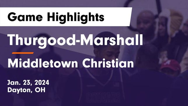 Watch this highlight video of the Thurgood Marshall (Dayton, OH) basketball team in its game Thurgood-Marshall  vs Middletown Christian  Game Highlights - Jan. 23, 2024 on Jan 23, 2024
