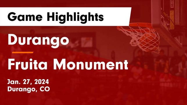 Watch this highlight video of the Durango (CO) girls basketball team in its game Durango  vs Fruita Monument  Game Highlights - Jan. 27, 2024 on Jan 27, 2024