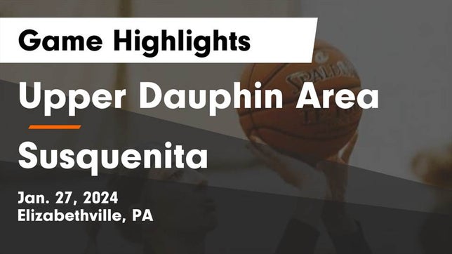 Watch this highlight video of the Upper Dauphin Area (Elizabethville, PA) girls basketball team in its game Upper Dauphin Area  vs Susquenita  Game Highlights - Jan. 27, 2024 on Jan 27, 2024
