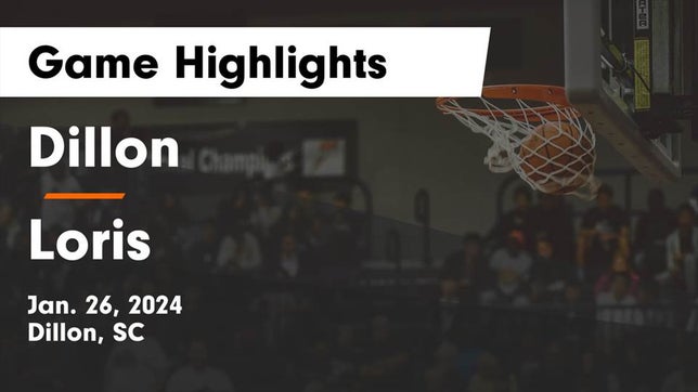 Watch this highlight video of the Dillon (SC) girls basketball team in its game Dillon  vs Loris  Game Highlights - Jan. 26, 2024 on Jan 26, 2024