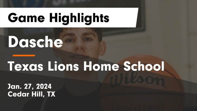 Watch this highlight video of the DasCHE (Cedar Hill, TX) basketball team in its game Dasche vs Texas Lions Home School Game Highlights - Jan. 27, 2024 on Jan 27, 2024