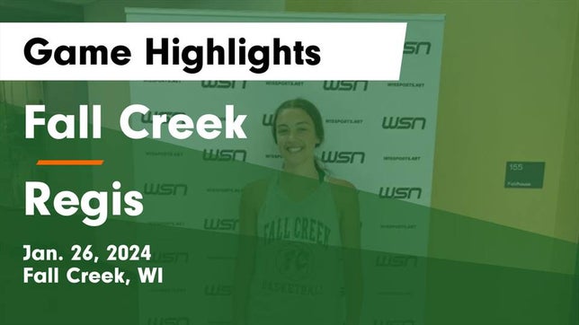 Watch this highlight video of the Fall Creek (WI) girls basketball team in its game Fall Creek  vs Regis  Game Highlights - Jan. 26, 2024 on Jan 26, 2024