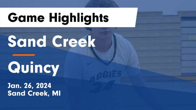 Watch this highlight video of the Sand Creek (MI) basketball team in its game Sand Creek  vs Quincy  Game Highlights - Jan. 26, 2024 on Jan 26, 2024