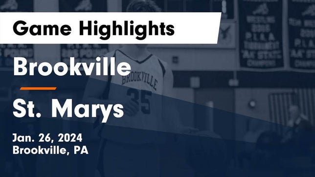 Watch this highlight video of the Brookville (PA) basketball team in its game Brookville  vs St. Marys  Game Highlights - Jan. 26, 2024 on Jan 26, 2024