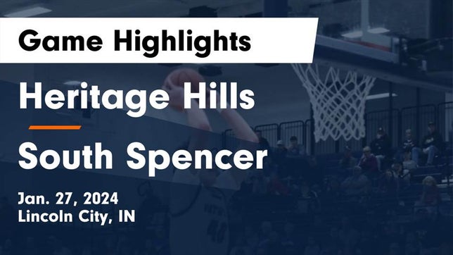 Watch this highlight video of the Heritage Hills (Lincoln City, IN) basketball team in its game Heritage Hills  vs South Spencer  Game Highlights - Jan. 27, 2024 on Jan 27, 2024