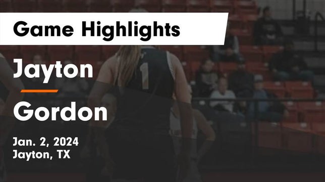 Watch this highlight video of the Jayton (TX) girls basketball team in its game Jayton  vs Gordon  Game Highlights - Jan. 2, 2024 on Jan 2, 2024