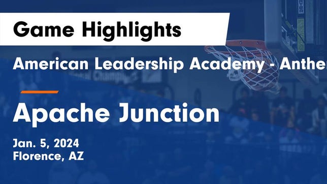 Watch this highlight video of the American Leadership Academy - Anthem South (Florence, AZ) basketball team in its game American Leadership Academy - Anthem South vs Apache Junction  Game Highlights - Jan. 5, 2024 on Jan 4, 2024