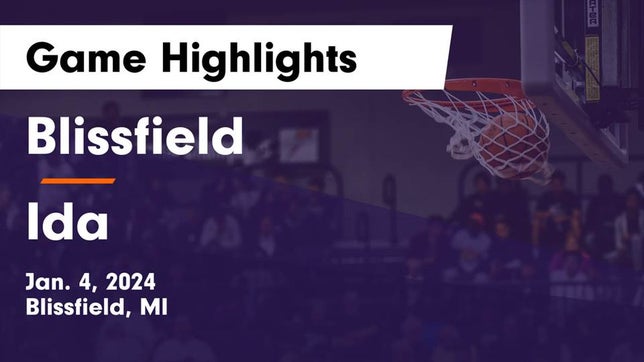 Watch this highlight video of the Blissfield (MI) girls basketball team in its game Blissfield  vs Ida  Game Highlights - Jan. 4, 2024 on Jan 4, 2024