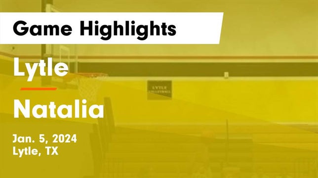 Watch this highlight video of the Lytle (TX) girls basketball team in its game Lytle  vs Natalia  Game Highlights - Jan. 5, 2024 on Jan 5, 2024