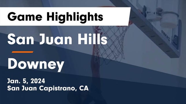 Watch this highlight video of the San Juan Hills (San Juan Capistrano, CA) girls basketball team in its game San Juan Hills  vs Downey  Game Highlights - Jan. 5, 2024 on Jan 5, 2024
