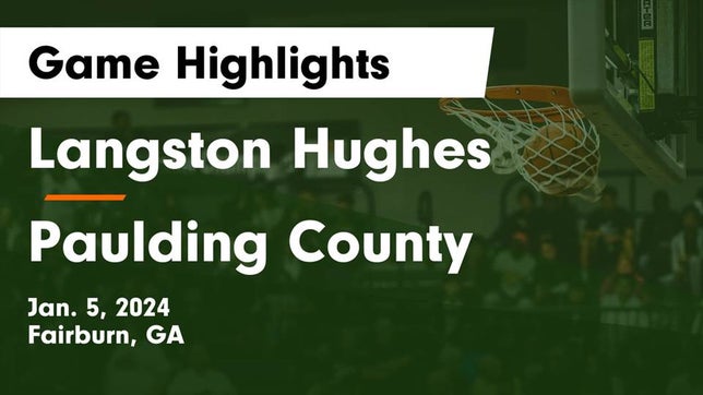 Watch this highlight video of the Langston Hughes (Fairburn, GA) girls basketball team in its game Langston Hughes  vs Paulding County  Game Highlights - Jan. 5, 2024 on Jan 5, 2024
